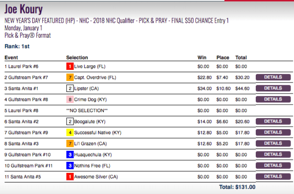 0101 Joe Koury scoresheet