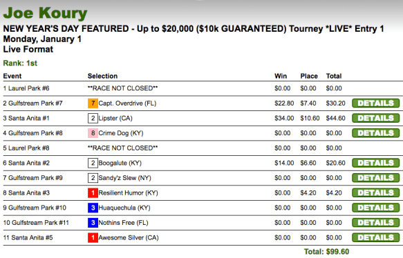 0101 Koury Cash game scoresheet